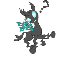 Size: 4000x3000 | Tagged: safe, artist:waffleberry, oc, oc only, changeling, changeling oc, cute, looking at you, question mark, simple background, sitting, solo, transparent background, underhoof