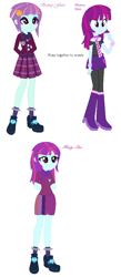 Size: 504x1156 | Tagged: safe, artist:selusunost, mystery mint, sunny flare, equestria girls, boots, bracelet, clothes, crystal prep academy uniform, fusion, high heel boots, jewelry, scarf, school uniform, shoes, socks