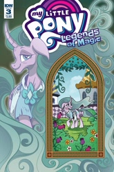 Size: 1054x1600 | Tagged: safe, artist:brendahickey, idw, mistmane, pony, unicorn, legends of magic, spoiler:comic, spoiler:comiclom3, canterlot castle, comic cover, cover, curved horn, female, mare, old