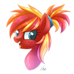 Size: 1600x1600 | Tagged: safe, artist:iheartjapan789, oc, oc only, oc:fire strike, pony, bust, female, mare, open mouth, portrait, simple background, solo, transparent background