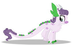 Size: 1024x639 | Tagged: safe, artist:mlpchannelire02, oc, oc only, dracony, hybrid, impossibly long tail, interspecies offspring, offspring, parent:rarity, parent:spike, parents:sparity