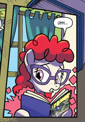 Size: 304x435 | Tagged: safe, artist:tonyfleecs, idw, twist, pony, from the shadows, spoiler:comic, spoiler:comic52, cropped, female, filly, foal, glasses, official comic, power ponies, solo, speech bubble