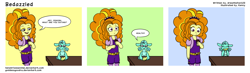 Size: 2628x772 | Tagged: safe, artist:tenebrisdawnmlp, adagio dazzle, oc, oc:penora melody, comic:bedazzled, equestria girls, avocado, bedazzled, chocolate, comic, duo, eating, food