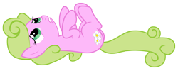 Size: 5227x2089 | Tagged: safe, artist:kooner-cz, daisy, flower wishes, pony, absurd resolution, existential daisy, on back, simple background, solo, transparent background, vector