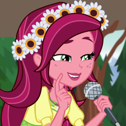 Size: 720x720 | Tagged: safe, screencap, gloriosa daisy, equestria girls, legend of everfree, cropped, lip bite, magical geodes, solo