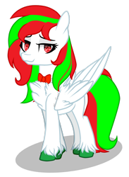 Size: 1024x1400 | Tagged: safe, artist:xxmissteaxx, oc, oc only, oc:merry, pegasus, pony, bowtie, chest fluff, female, mare, simple background, solo, transparent background