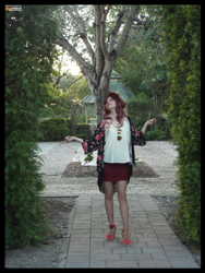 Size: 3456x4608 | Tagged: safe, artist:krazykari, roseluck, human, absurd resolution, clothes, cosplay, costume, garden, irl, irl human, photo, solo, tree