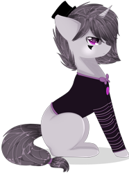 Size: 1858x2503 | Tagged: safe, artist:little-sketches, oc, oc only, pony, unicorn, clothes, female, hat, mare, simple background, sitting, solo, transparent background