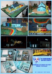 Size: 3500x4928 | Tagged: safe, artist:lonewolf3878, fanfic:rainbow factory, absurd resolution, building, diorama, model, train