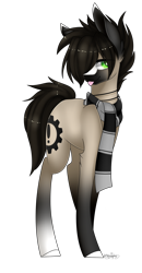 Size: 1144x2203 | Tagged: safe, artist:ohhoneybee, oc, oc only, earth pony, pony, clothes, male, scarf, simple background, solo, stallion, tongue out, transparent background