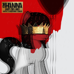 Size: 1500x1500 | Tagged: safe, artist:aldobronyjdc, album, album cover, balloon, braille, clothes, cover, crown, jewelry, parody, ponified, ponified album cover, regalia, rihanna, solo