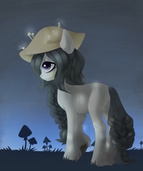 Size: 1395x1658 | Tagged: safe, artist:ponyinsideme, oc, oc only, earth pony, pony, female, hat, mare, mushroom, mushroom hat, night, solo