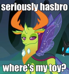 Size: 736x785 | Tagged: safe, edit, edited screencap, screencap, thorax, changedling, changeling, to where and back again, caption, changeling king, cropped, frown, king thorax, lidded eyes, open mouth, unamused, wide eyes