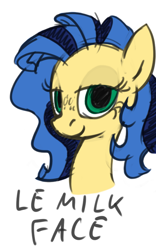 Size: 510x819 | Tagged: safe, artist:certificate, artist:derkrazykraut, oc, oc only, oc:milky way, pony, female, le, le milk face, mare, solo