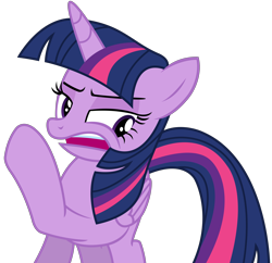 Size: 4028x3900 | Tagged: safe, artist:sketchmcreations, twilight sparkle, twilight sparkle (alicorn), alicorn, pony, to where and back again, absurd resolution, annoyed, female, folded wings, mare, open mouth, raised hoof, simple background, solo, transparent background, vector, whispering