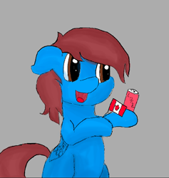 Size: 526x556 | Tagged: safe, artist:rainyvisualz, oc, oc only, oc:jomsy, bipedal, canada, soda, soda can