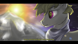 Size: 3840x2160 | Tagged: safe, artist:kigupony, oc, oc only, pony, mountain, original character do not steal, solo, sun