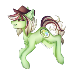 Size: 2000x2000 | Tagged: safe, artist:kurochhi, oc, oc only, oc:keylime, earth pony, pony, hat, male, simple background, solo, stallion, transparent background