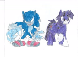 Size: 2338x1700 | Tagged: safe, artist:megamix813, twilight sparkle, crossover, sonic the hedgehog, sonic the hedgehog (series), sonic the werehog, sonic unleashed, traditional art, twilight unbound, werelight shine