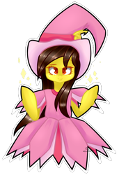 Size: 748x1094 | Tagged: safe, artist:xxdarkmindxx, oc, oc only, oc:golden lily, clothes, cosplay, costume, doremi harukaze, dorie goodwyn, magical doremi, ojamajo doremi, simple background, solo, transparent background, witch apprentice, witchling