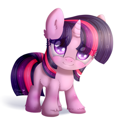 Size: 1901x1877 | Tagged: safe, artist:pony-ellie-stuart, twilight sparkle, unicorn twilight, pony, unicorn, cute, filly, filly twilight sparkle, looking at you, simple background, smiling, solo, twiabetes, unshorn fetlocks, white background, younger