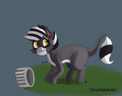 Size: 9020x7080 | Tagged: safe, artist:cloudsdaleart, oc, oc only, oc:bandy cyoot, raccoon, raccoon pony, absurd resolution, caught, solo