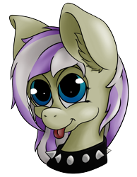 Size: 1366x1759 | Tagged: safe, artist:thexiiilightning, oc, oc only, oc:azalea floria, bust, choker, grayscale, looking up, monochrome, simple background, solo, spiked choker, tongue out, transparent background