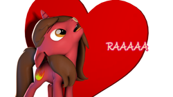 Size: 2560x1440 | Tagged: safe, artist:obsidianocelot, oc, oc only, oc:red ace, pony, unicorn, 3d, heart, male, solo, stallion, valentine, valentine's day