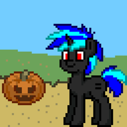 Size: 1024x1024 | Tagged: safe, oc, oc only, pony, unicorn, equal cutie mark, halloween, holiday, jack-o-lantern, pixel art, pony town, pumpkin, solo