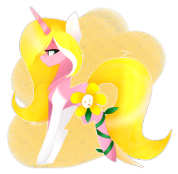 Size: 2401x2346 | Tagged: safe, artist:huirou, oc, oc only, pony, unicorn, female, flowey, mare, simple background, solo, transparent background, undertale