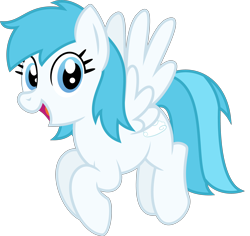 Size: 3632x3422 | Tagged: safe, artist:cloudyskie, oc, oc only, oc:cloudy sky, pegasus, pony, female, flying, high res, mare, simple background, smiling, solo, transparent background, vector