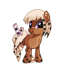 Size: 2000x2000 | Tagged: safe, artist:peachesandcreamated, oc, oc only, oc:bubble tea, food pony, original species, clothes, female, food, mare, raised leg, simple background, socks, solo, striped socks, transparent background