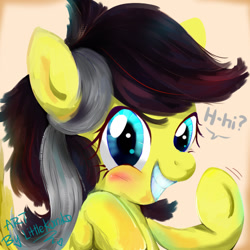 Size: 512x512 | Tagged: safe, artist:kumikoponylk, oc, oc only, oc:petal eclipse, pony, blushing, female, mare, shy, smiling, solo