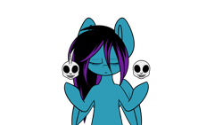 Size: 1024x576 | Tagged: safe, artist:despotshy, oc, oc only, oc:despy, earth pony, pegasus, pony, unicorn, eyes closed, simple background, skull, solo, transparent background