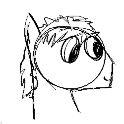 Size: 500x500 | Tagged: safe, artist:lyracorn, oc, oc only, oc:doddlhors, oc:frosty charmer, pony, googly eyes, male, monochrome, solo, stallion