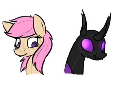 Size: 1951x1375 | Tagged: safe, artist:nekro-led, oc, oc only, oc:magnolia, changeling, bust, changeling oc, purple changeling