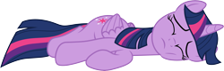 Size: 9343x3002 | Tagged: safe, artist:cloudyglow, twilight sparkle, twilight sparkle (alicorn), alicorn, pony, twilight's kingdom, .ai available, absurd resolution, defeated, eyes closed, female, folded wings, lying down, mare, on side, simple background, solo, transparent background, vector