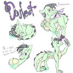 Size: 1024x1024 | Tagged: safe, artist:farewelldecency, oc, oc only, dracony, hybrid, interspecies offspring, offspring, parent:spike, parent:sweetie belle, parents:spikebelle, reference sheet