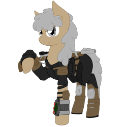 Size: 5800x5800 | Tagged: safe, artist:glacierfrostclaw, oc, oc only, oc:dust mote, earth pony, pony, fallout equestria, absurd resolution, hunting rifle, leather armor, scope, simple background, solo, transparent background