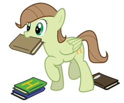 Size: 6000x5000 | Tagged: safe, artist:icaron, oc, oc only, oc:saga, pegasus, pony, absurd resolution, book, mouth hold, show accurate, simple background, solo, transparent background, vector