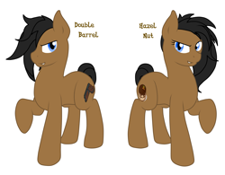 Size: 4353x3393 | Tagged: safe, artist:glacierfrostclaw, oc, oc only, oc:double barrel guncakes, oc:hazel nut guncakes, earth pony, pony, fallout equestria, absurd resolution, guncakes, twins