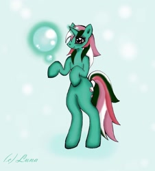 Size: 1296x1436 | Tagged: safe, artist:luuunatic, fizzy, pony, g1, bipedal, bubble, g1 to g4, generation leap, magic, solo