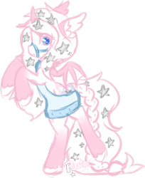 Size: 2470x3028 | Tagged: safe, artist:otpl, artist:pastel-pony-princess, oc, oc only, oc:pastel princess, alicorn, bat pony, bat pony alicorn, pony, backless, bridle, clothes, feathered ears, female, hairpin, heart eyes, long tail, mare, open-back sweater, simple background, sleeveless sweater, small wings, solo, stars, sweater, tack, transparent background, unibat, unshorn fetlocks, virgin killer sweater, wingding eyes