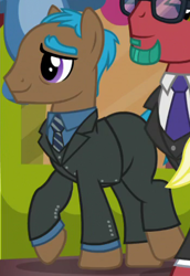 Size: 350x510 | Tagged: safe, screencap, pony, viva las pegasus, beard, bowtie, clothes, facial hair, glasses, penn and teller, ponified, suit, teller