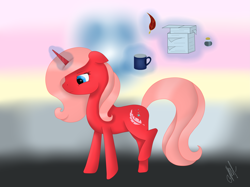 Size: 6059x4528 | Tagged: safe, artist:purplestar01, oc, oc only, pony, unicorn, absurd resolution, female, glowing horn, mare, paperwork, solo