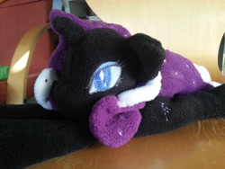 Size: 1024x768 | Tagged: safe, artist:dj-rabbit, nightmare rarity, beanie (plushie), irl, photo, plushie, prone, solo