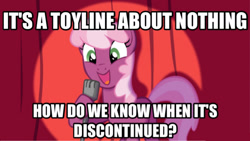 Size: 1920x1080 | Tagged: safe, cheerilee, earth pony, pony, cheerilee pun, curtain, exploitable meme, female, green eyes, mare, meme, microphone, open mouth, seinfeld, smiling, solo, spotlight, stand-up comedy, text, the fairly oddparents, two toned mane, two toned tail