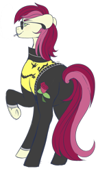 Size: 800x1400 | Tagged: safe, artist:cinnamonsparx, roseluck, cigarette, clothes, plot, simple background, solo, sunglasses, transparent background