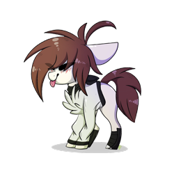 Size: 2048x2048 | Tagged: safe, artist:umiimou, oc, oc only, earth pony, pony, chest fluff, clothes, eyes closed, female, mare, simple background, solo, tongue out, transparent background