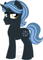 Size: 503x700 | Tagged: safe, artist:tambelon, oc, oc only, oc:deep web, pony, unicorn, male, solo, stallion, watermark